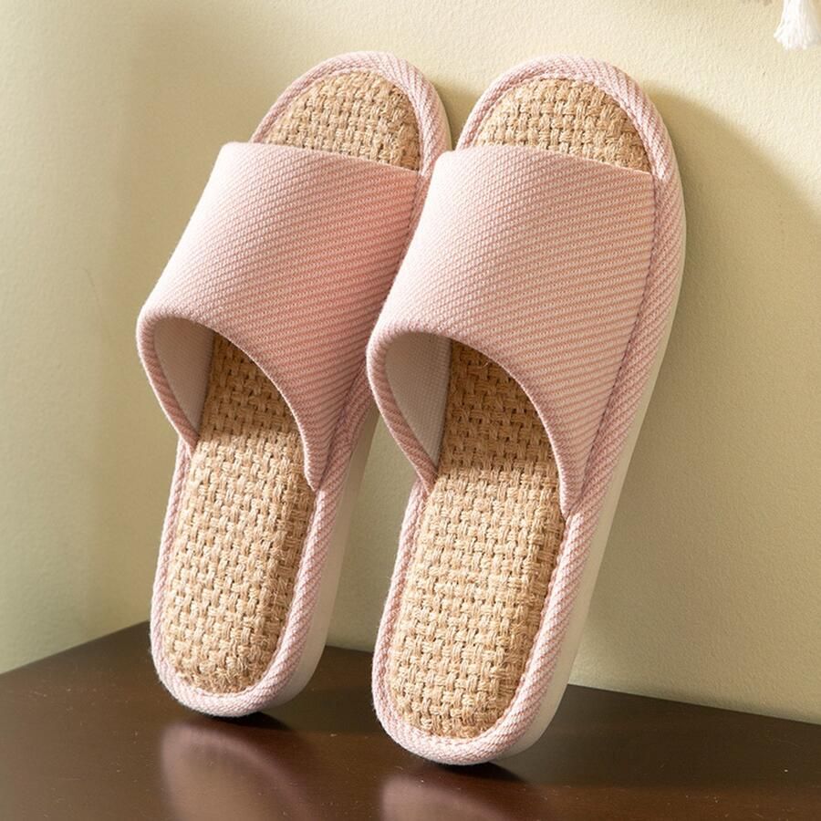 Comfortabele linnen pantoffels voor binnen Ademende en comfortabele huisschoenen roze ;het is geschikt voor mensen die normaal gesproken dragen