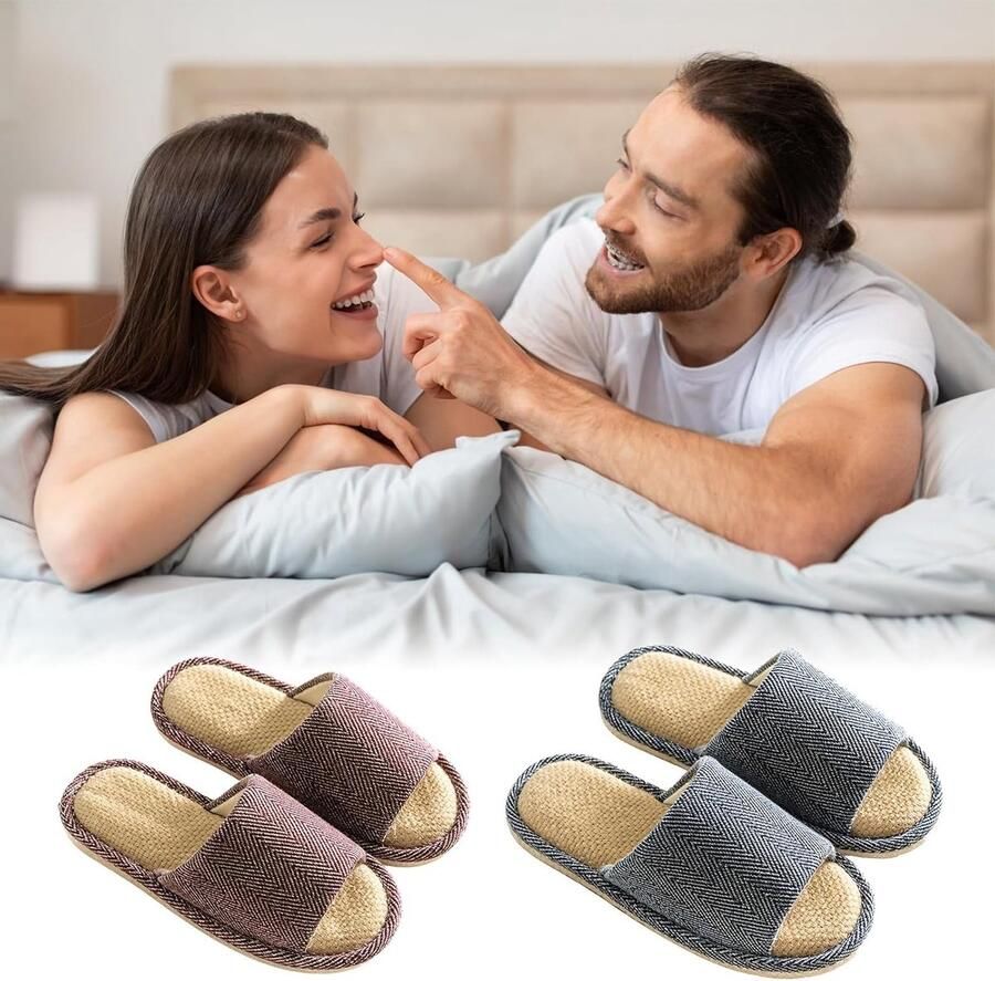 Comfortabele Linnen Slippers voor Binnen en Buiten Antislip Open Teen Unisex Ade d en Lichtgewicht