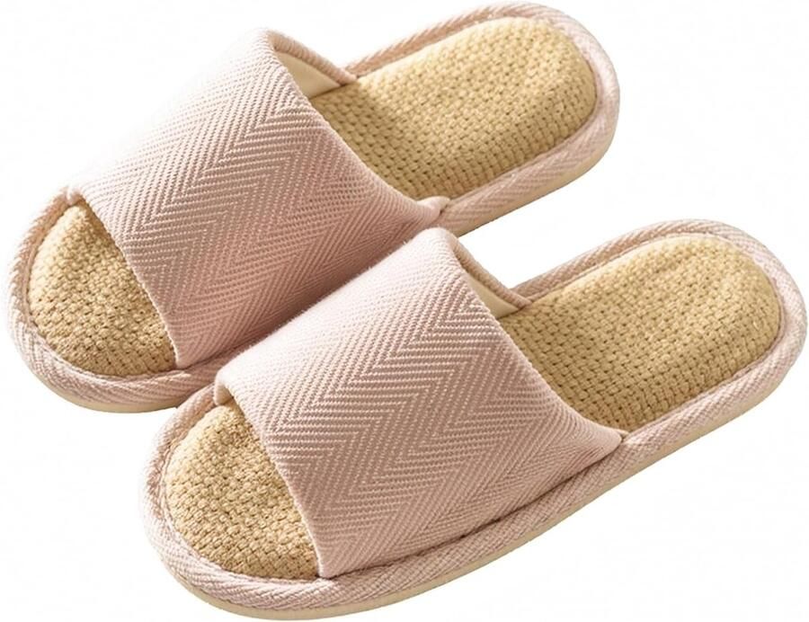 Comfortabele Linnen Slippers voor Thuis Antislip Open Teen Slippers voor en
