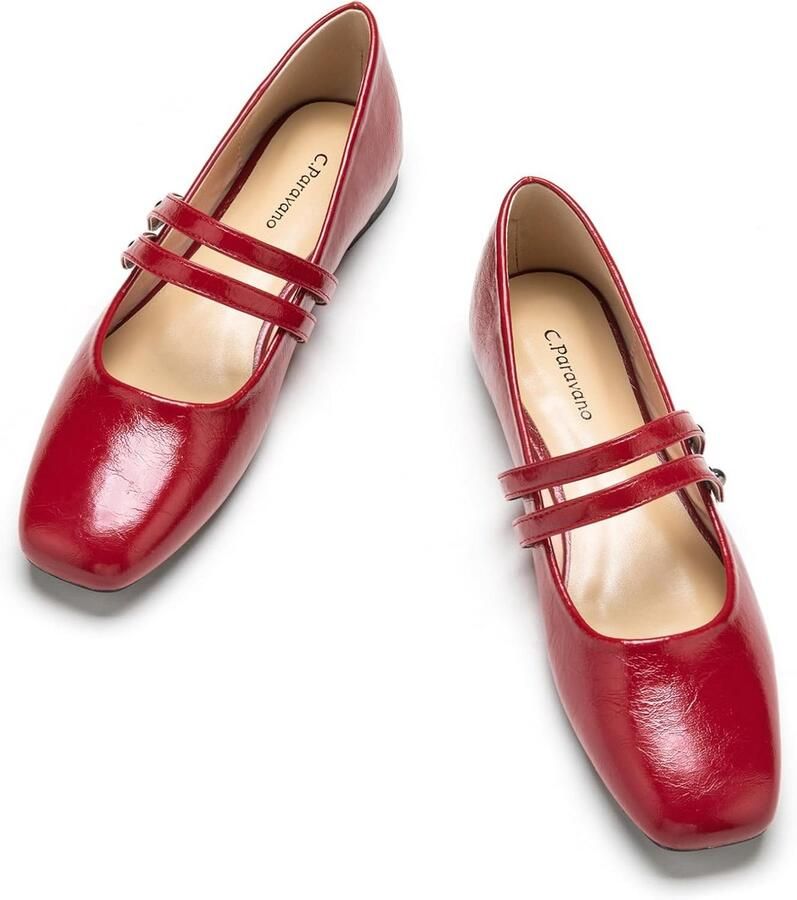 Comfortabele Mary Jane Ballerina's met Bandjes voor Dames Vierkante Neus Jurkschoenen