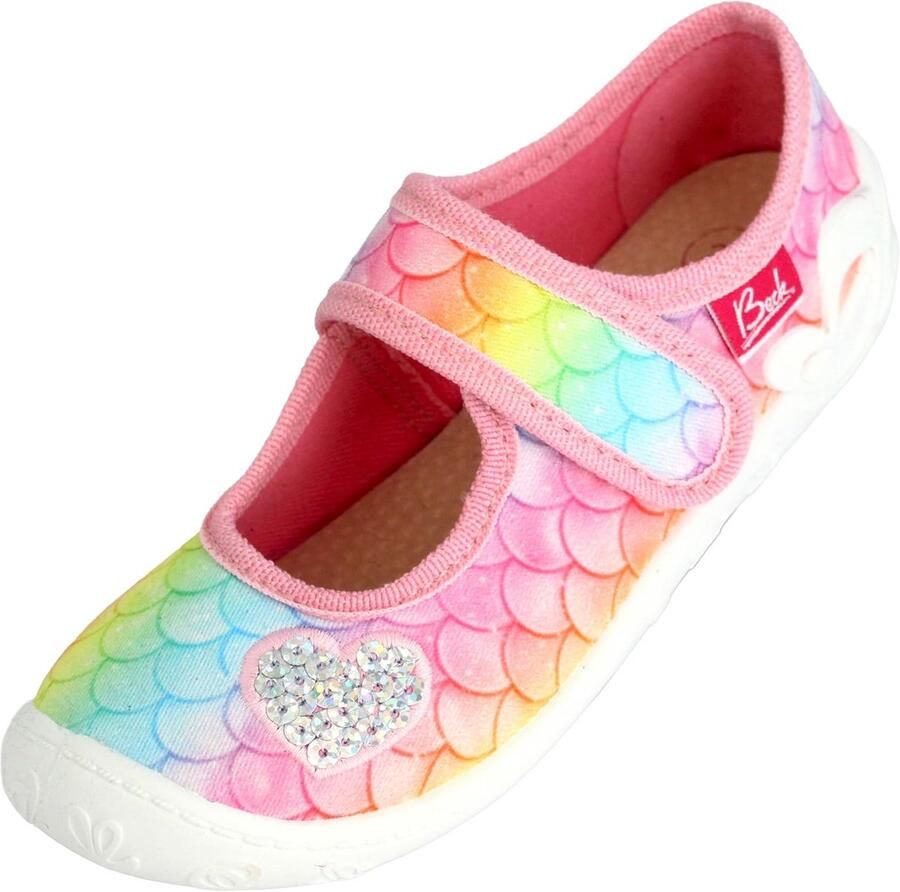 Comfortabele Meisjes Muiltjes met Klittenband en Leren Binnenzool