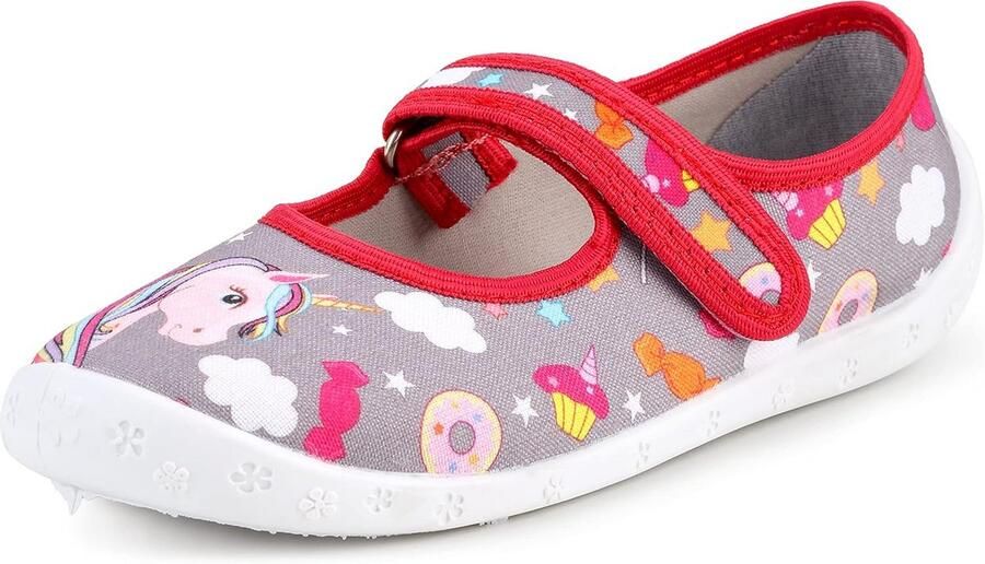 Comfortabele meisjes pantoffels met klittenband Ademen katoen en leren binnenzool