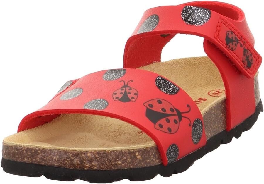 Comfortabele meisjes pantoffels met kurken voetbed en glitterbandjes
