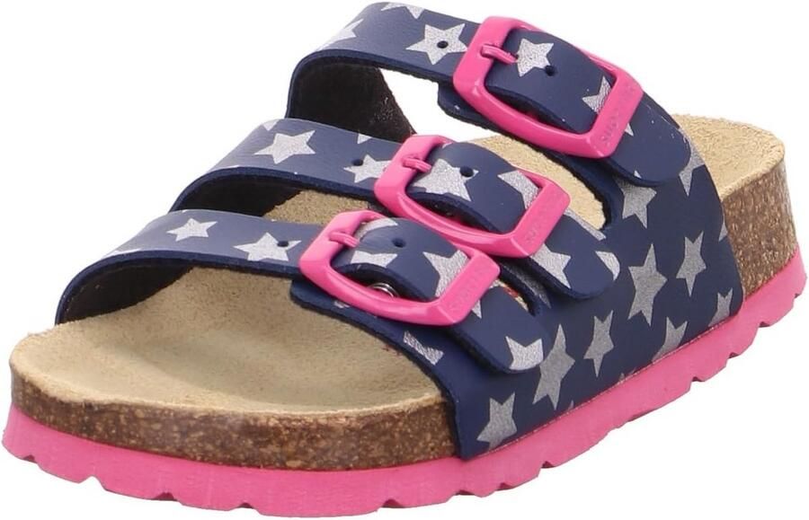 Comfortabele meisjes pantoffels met kurken voetbed en verstelbare bandjes