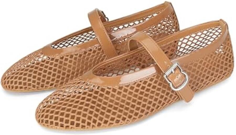 Comfortabele mesh ballerina's voor dames met ronde neus