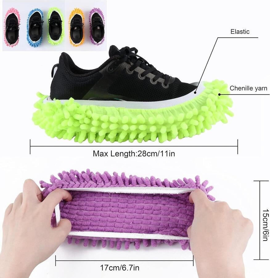 Comfortabele Microfiber Duster Slippers 5 Paar Schoenen voor Badkamer Kantoor en Keuken Ideaal voor Huishoudelijke Schoonmaak met 5 Kleuren Opties