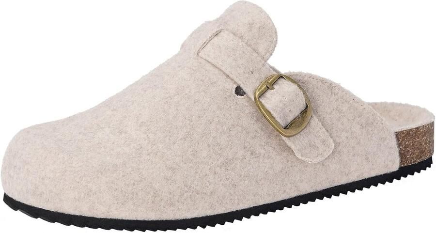 Comfortabele Muil সুখী met Kurkzool voor en Warme Instapslippers voor Binnen en Buiten Beige
