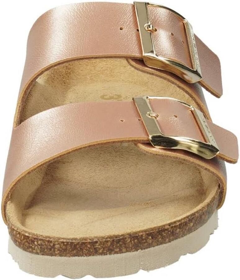 Comfortabele Muilezels voor Dames Oranje Leren Slippers met Verstelbare Band