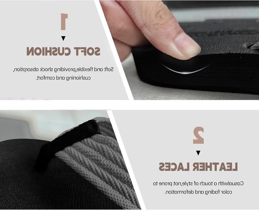 Comfortabele open teen slippers voor de badkamer en het strand Leren thong sandalen met kussen en slip-on ontwerp