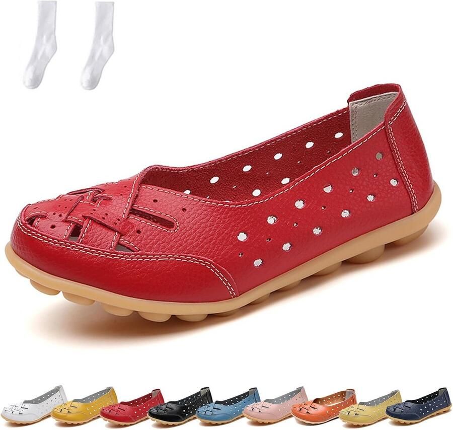 Comfortabele Orthopedische Platte Instappers voor Dames in Ademend Leer