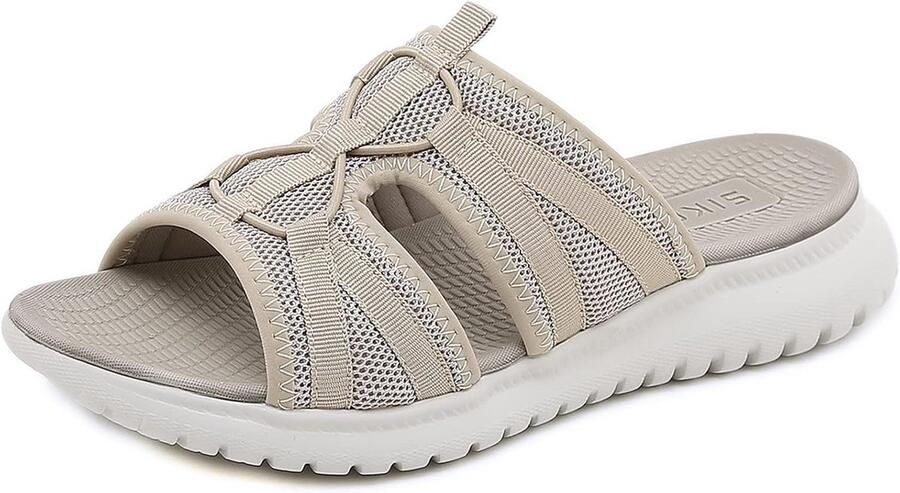 Comfortabele Orthopedische Zomersandalen Dames Beige met Zacht Voetbed en Steunzool