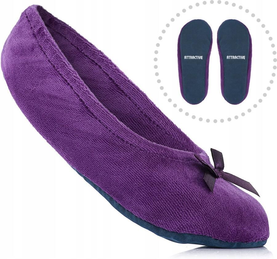 Dames Ballerina Pantoffels Paars Antislip Zool