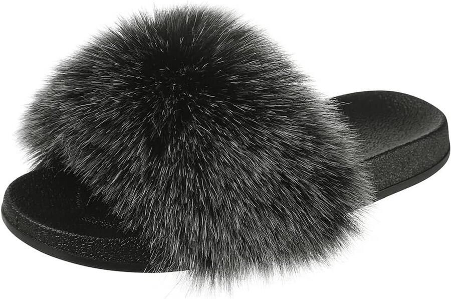 Comfortabele Slides Slippers voor Dames Zachte Pluche Pantoffels voor Binnen en Buiten