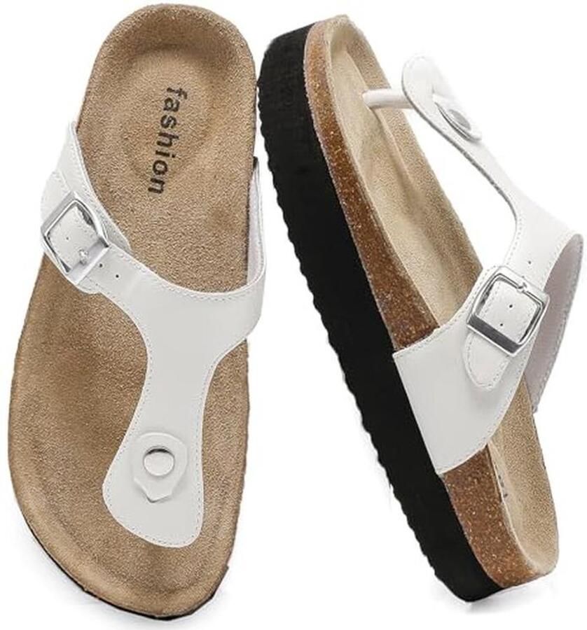 Comfortabele plateau teenslippers voor dames verstelbare kurken sandalen met antislip zool