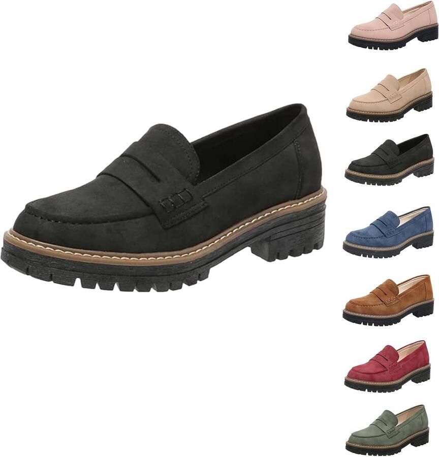 Comfortabele Platform Mocassins voor Dames Casual Instappers met Ronde Teen