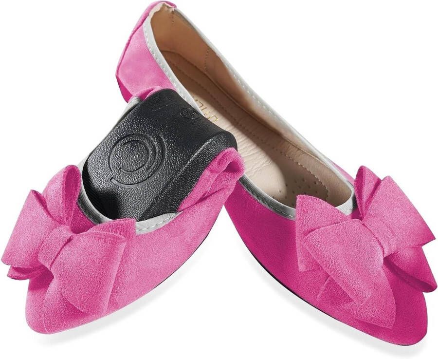 Comfortabele platte ballerina's puntige neus opvouwbare pumps casual jurk Zwart