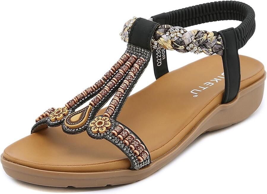 Comfortabele Platte Dames Zomersandalen met Strass Lichtgewicht en Zacht