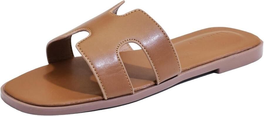 Comfortabele Platte Instappers Dames Leer Elegante Zomersandalen