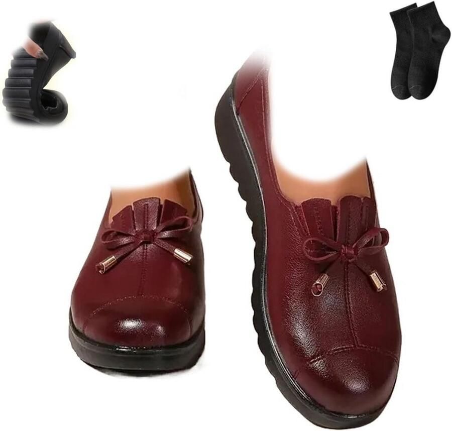 Comfortabele Platte Instapschoenen voor Dames met Strik Lichte Mocassins