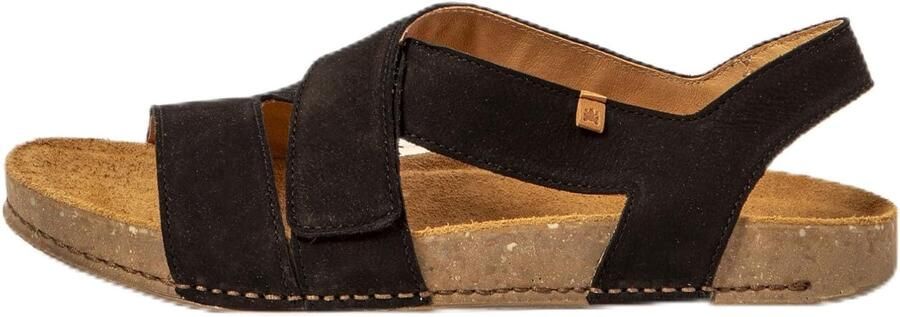 Comfortabele Platte Sandalen Dames Zwart Leer