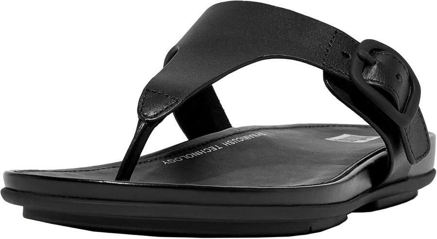Dames Teenslippers Platte Sandalen Leer Met Gesp
