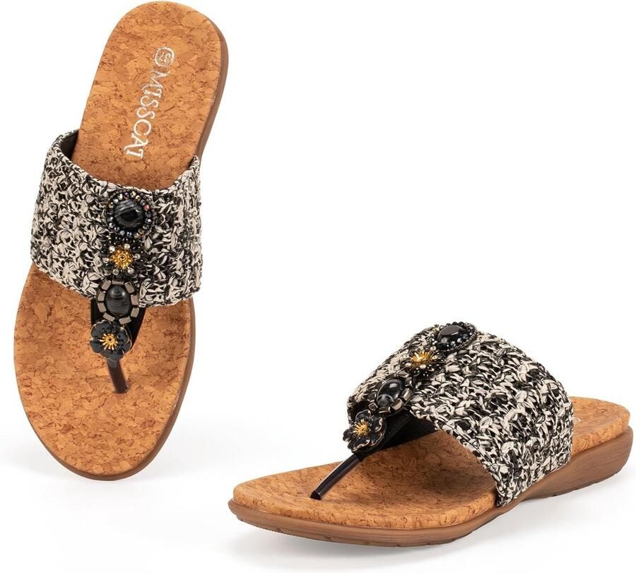 Comfortabele Platte Zomer Slippers Dames met Decoratieve Knopen Antislip Loopschoenen