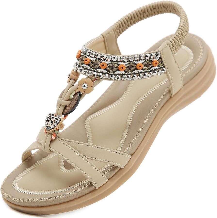 Comfortabele Platte Sandalen Dames Met Strass & Antislip Zool