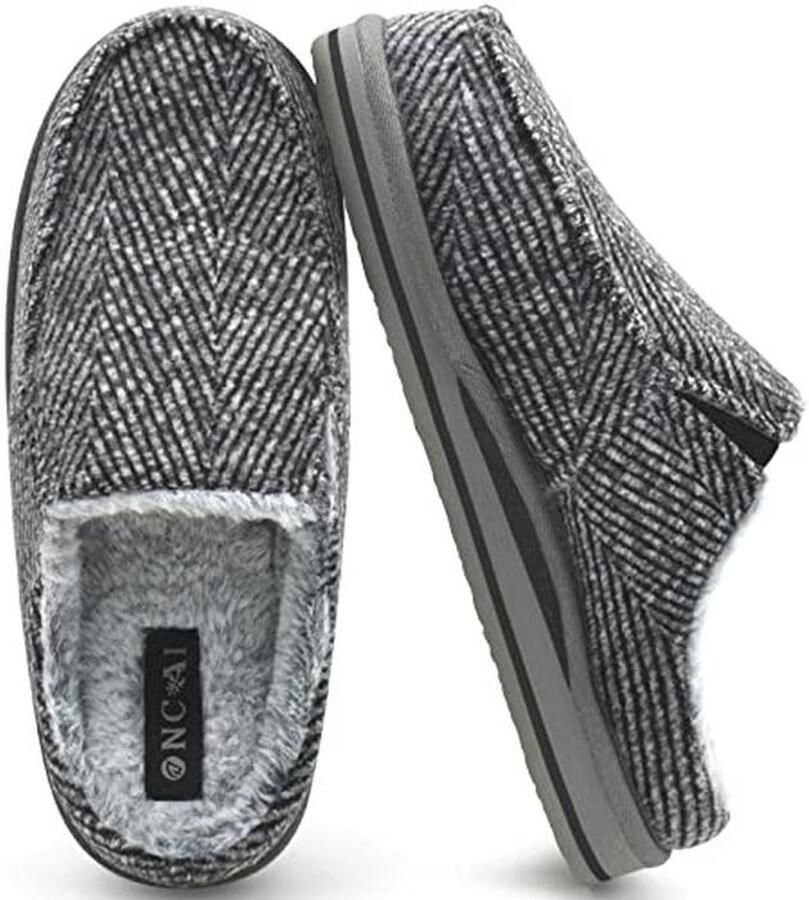 Comfortabele Pluche Heren Pantoffels met Memory Foam en Rutschfest Gummisohle