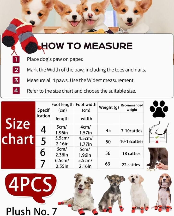 Comfortabele pluche hondenlaarzen voor winterse avonturen ade d en reflecterend 4 stuks voor kleine en middelgrote honden