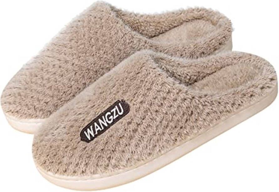 Comfortabele pluche pantoffels voor en warme fuzzy slippers uniseks antislip binnen en buiten