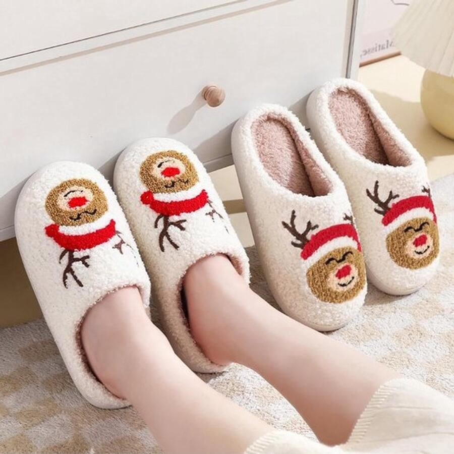 Comfortabele Pluche Slippers voor en Warme Antislip Huisschoenen voor Binnen en Buiten Perfect voor Winter en Feestdagen