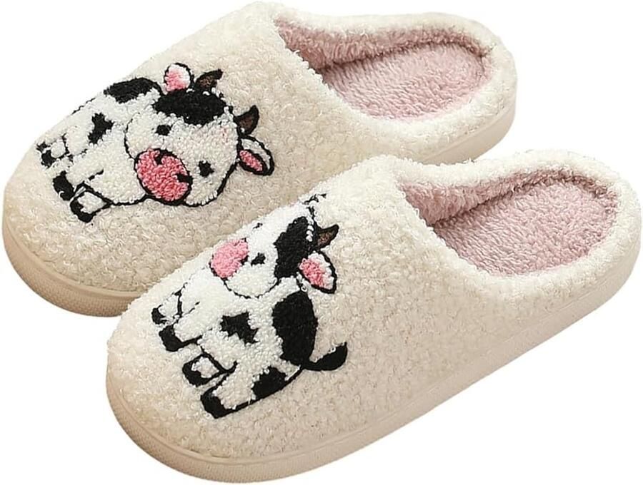 Comfortabele pluche slippers voor dames met een schattige kattenprint open teenstuk platte binnenschoenen geschikt voor de herfst en winter