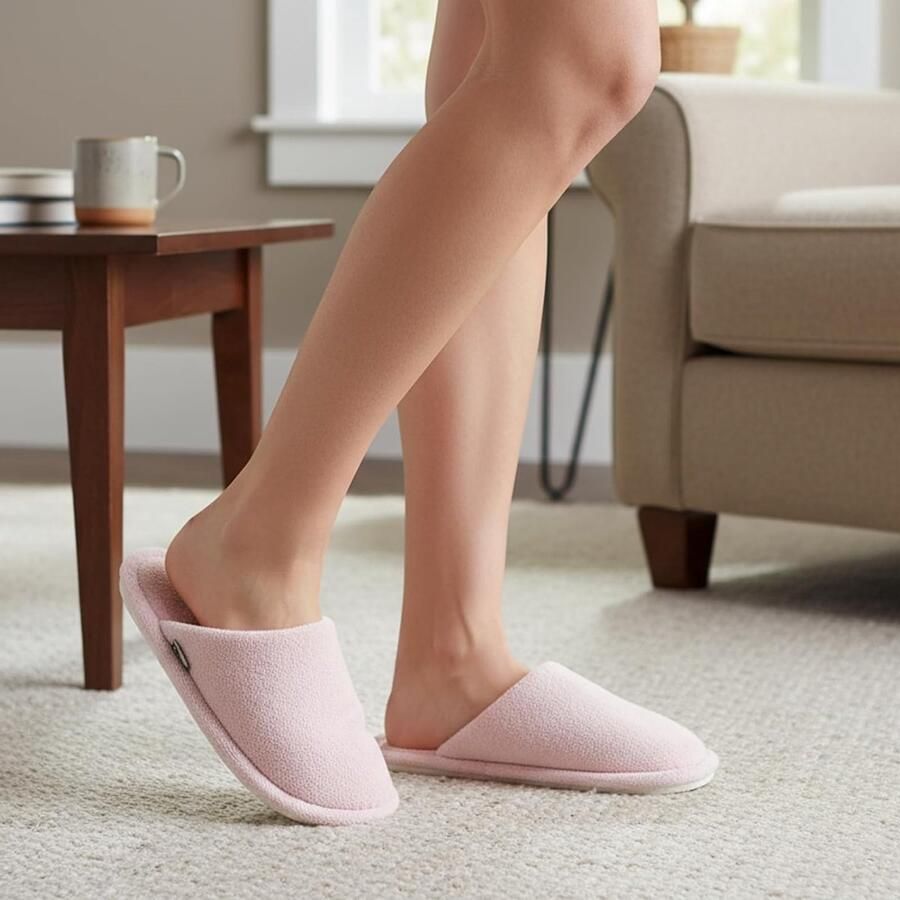 Comfortabele Pluche Slippers voor Dames Zachte Katoenen Huisschoenen voor Binnen Wasbare Slippers voor Hotel en Spa