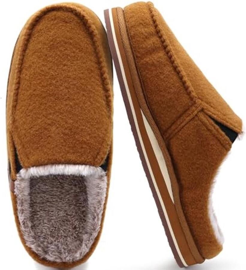 Comfortabele Plüsch Slippers voor Heren Rutschfest Met Memory Foam en Gummisohle