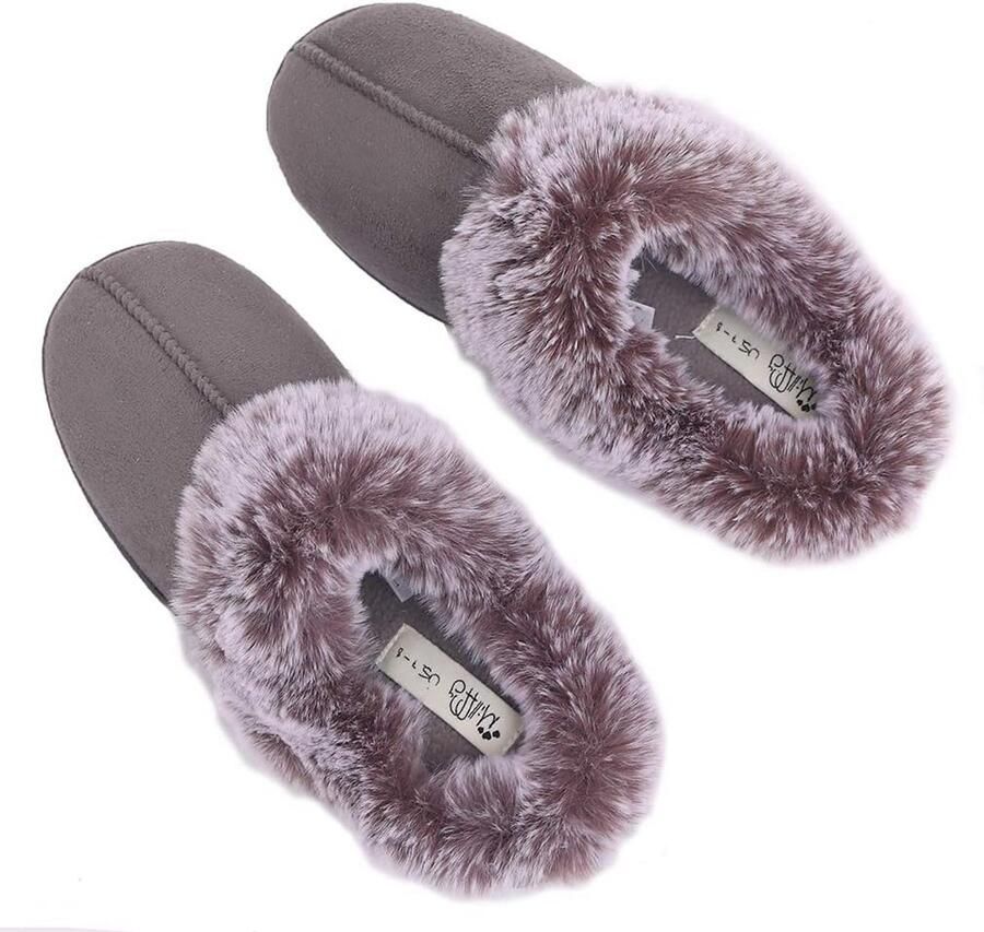 Comfortabele Slides Dames Slippers met Bont en Traagschuim Binnenzool