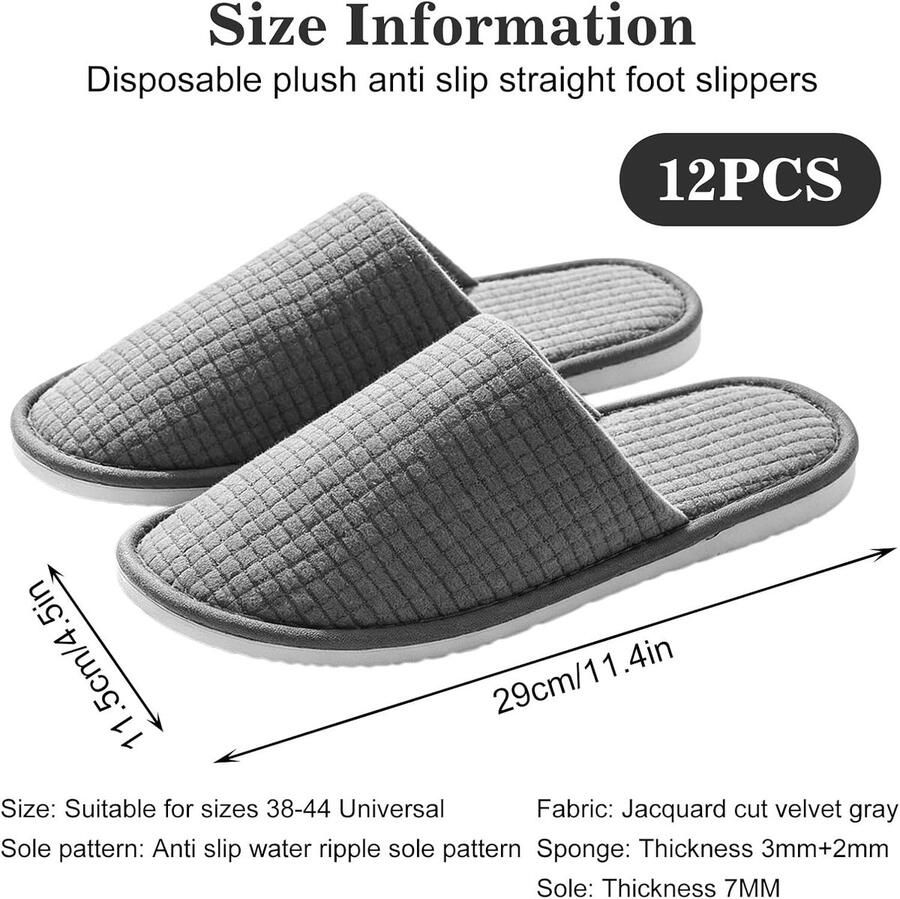 Comfortabele Slippers voor Gasten 12 Paar Luxe Hotel- en Spa Slippers Ideaal voor Binnen en Buiten