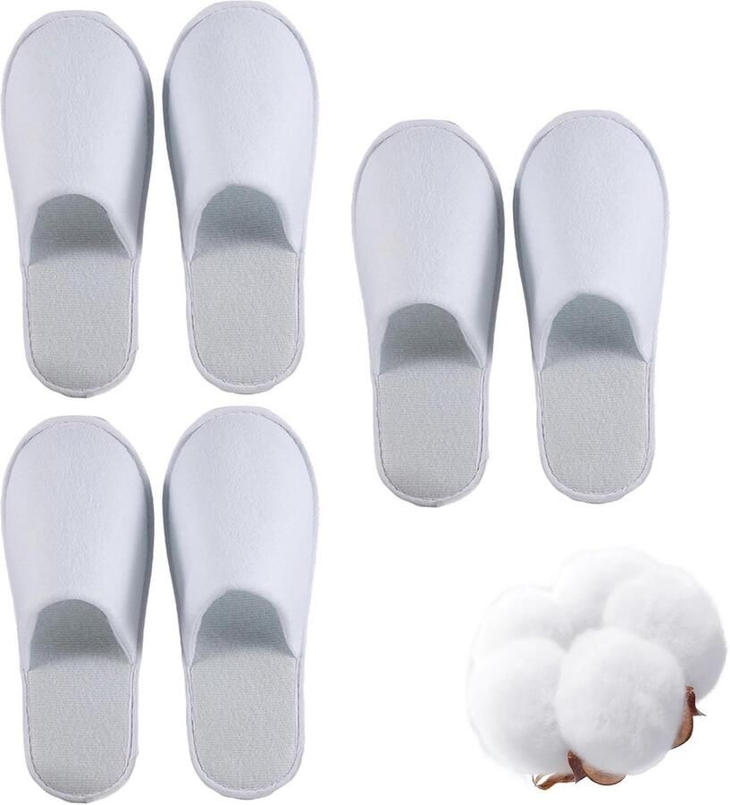 Comfortabele Slippers voor Gasten 3 Paar Witte Slippers voor Thuis of Hotel