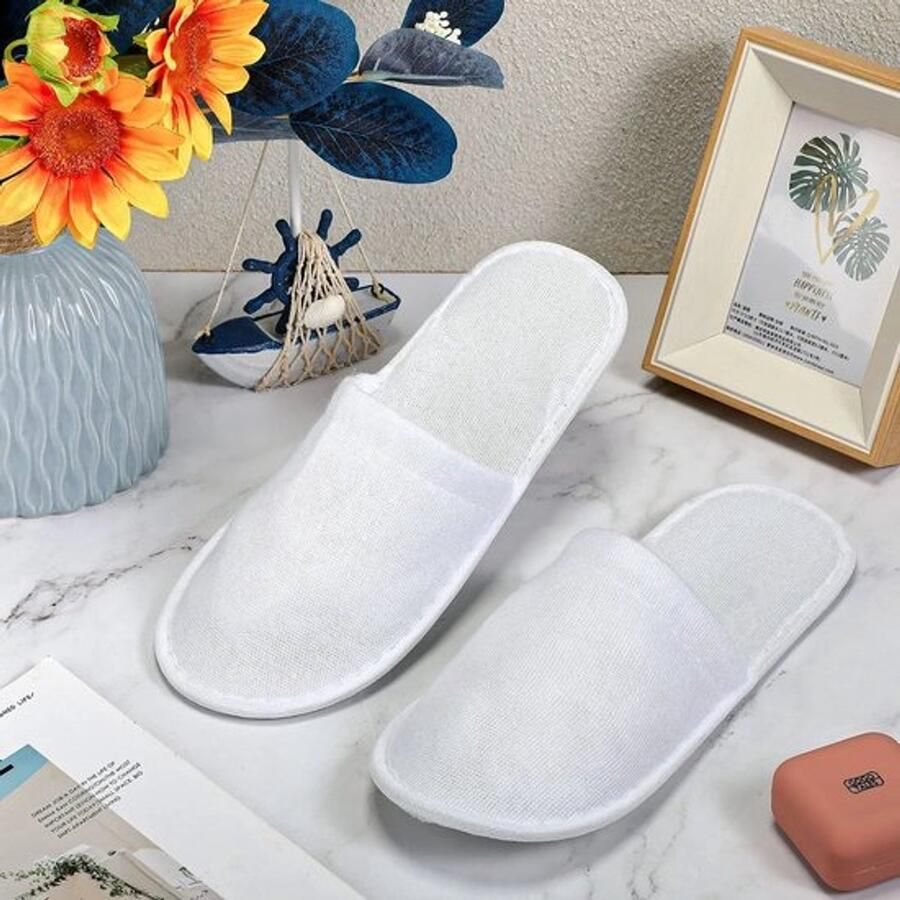 Comfortabele slippers voor gasten 3 paar witte slippers Witte wegwerpslippers Sauna hotel thuis bruiloft