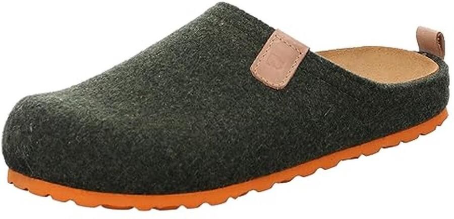 Comfortabele slippers voor heren van zacht vilt met verwisselbare leren voetbed