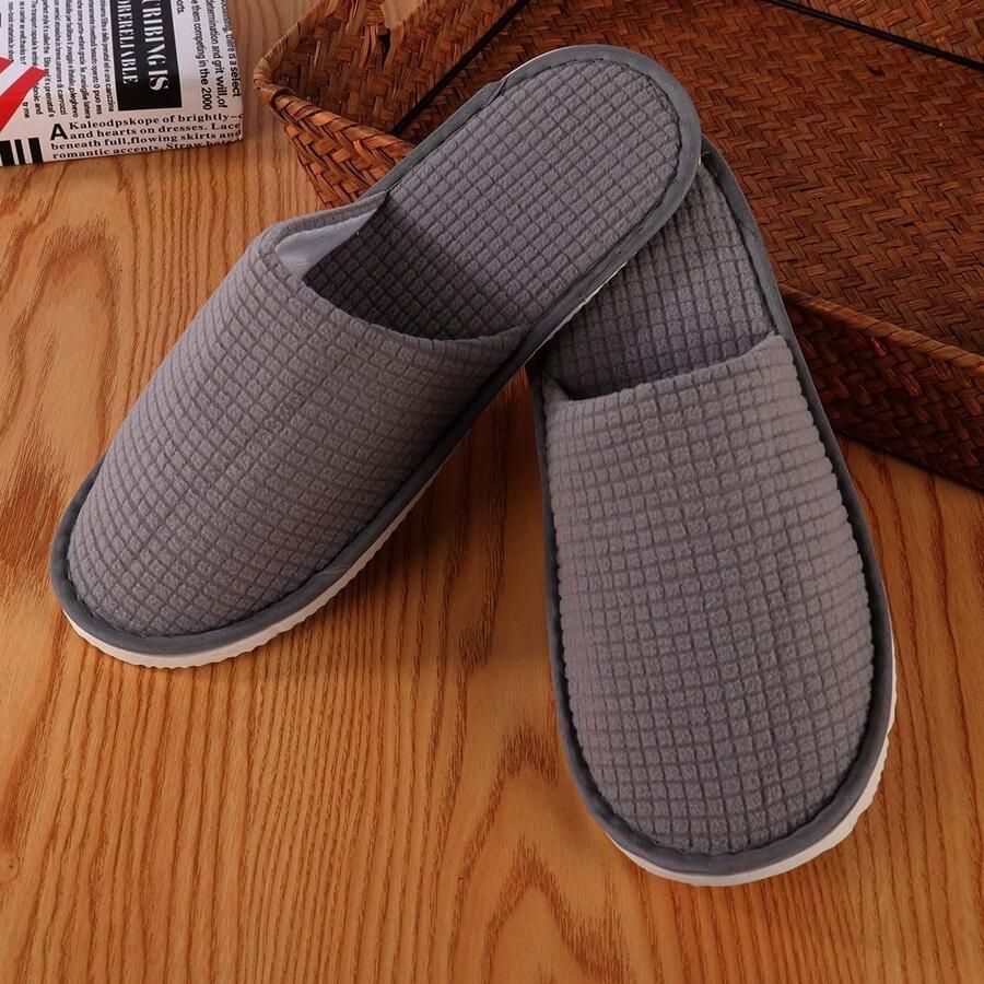 Comfortabele Slippers voor nen en Ideaal voor Spa en Hotel Zachte Badslippers van Terrydoek 4 Paar Grijs Maat XX-Large XX-Narrow