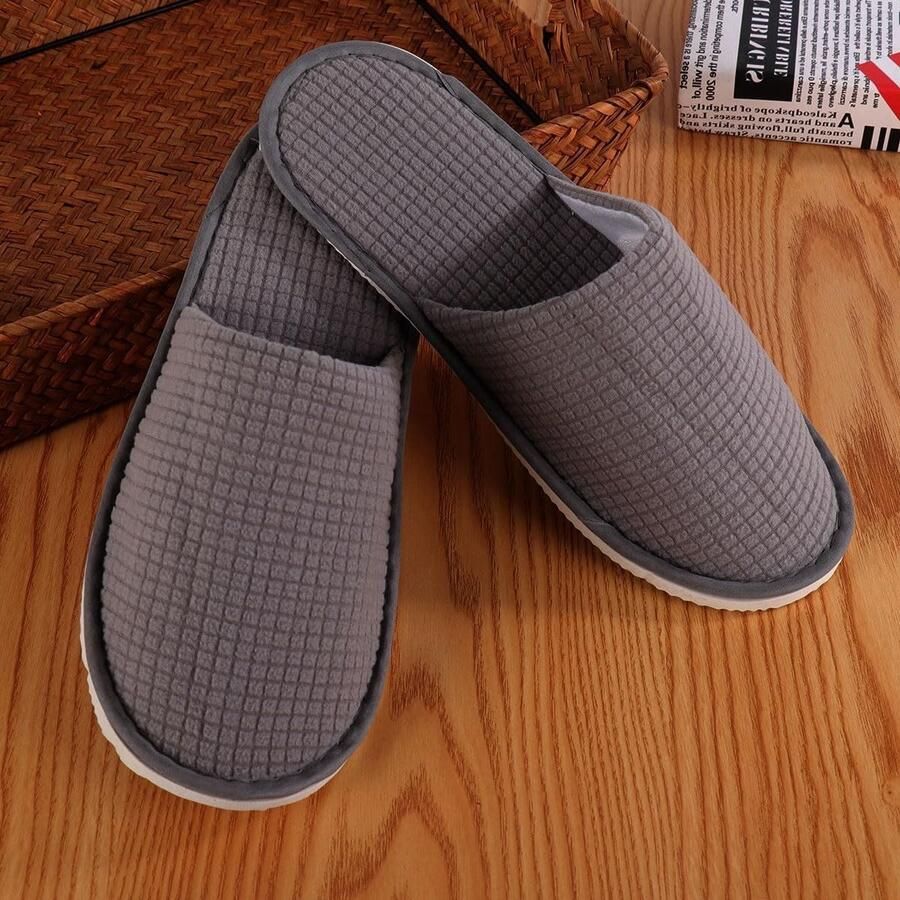 Comfortabele Spa Slippers voor nen en Zachte Badslippers van Terrydoek Ideaal voor Hotels en Thuisgebruik 4 Paar Grijs XX-Large XX-Narrow