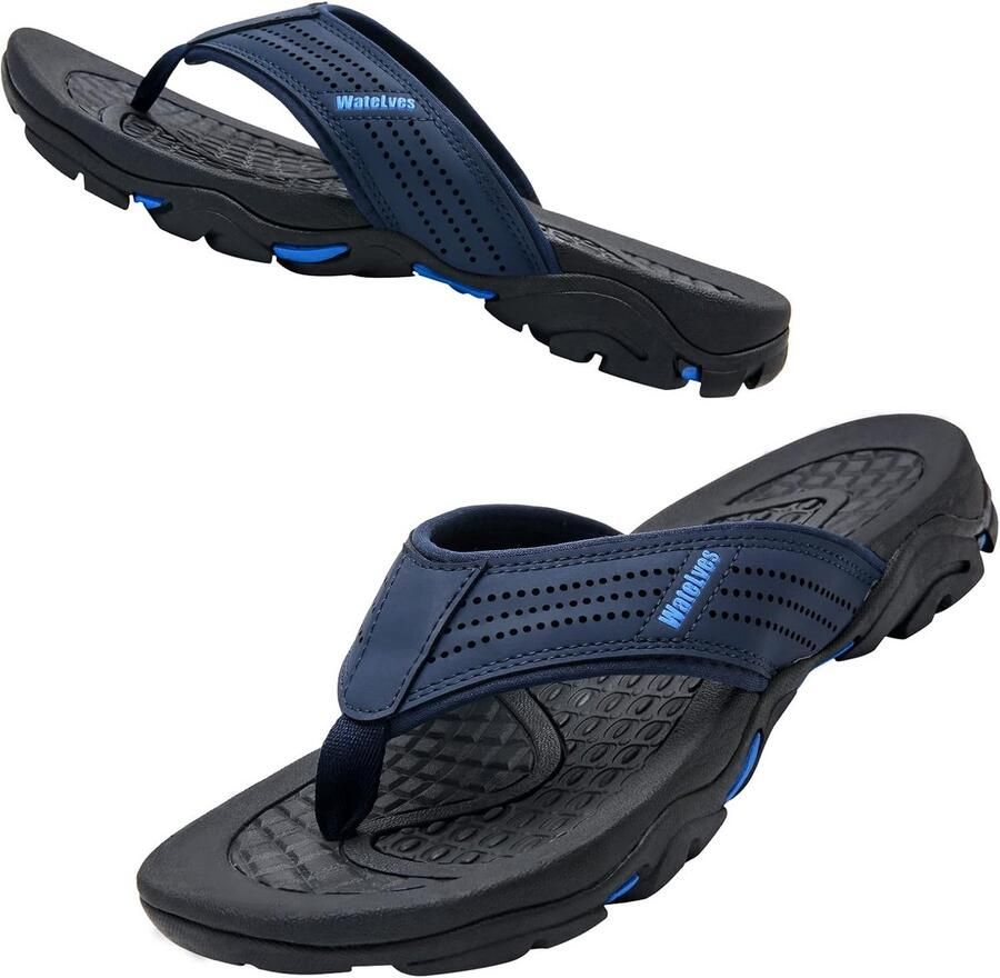 Comfortabele Teensandalen Heren Leer met Voetboogsteun Zomer Strand Slippers Non-Slip