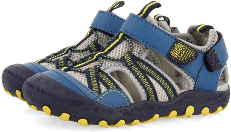 Comfortabele Jongens Teenslippers met Verstelbare Bandjes Lichtgrijs Geel