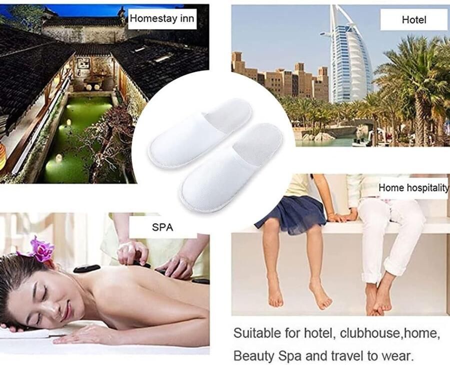 Comfortabele terry slippers voor hotel gastenverblijf en thuisgebruik 4 paar badslippers voor nen en ideaal voor spa en reizen