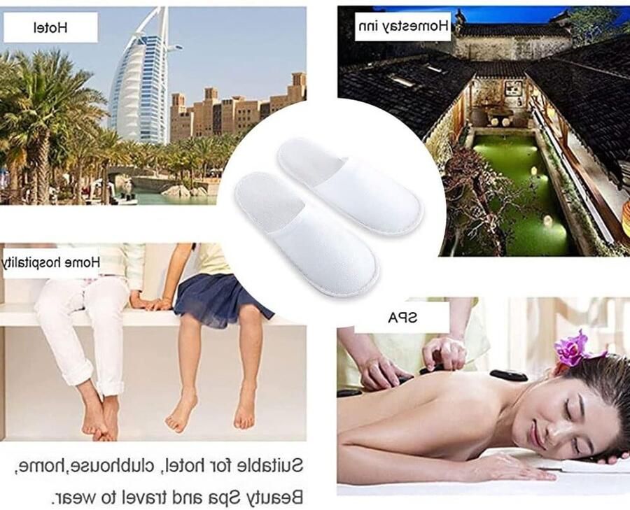 Comfortabele Terry Slippers voor Thuis en Op Reis Ideaal voor Hotel en Spa 4 Paar Unisex Badslippers