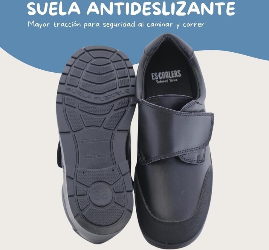 Comfortabele Schoolschoenen voor Kinderen met Verstevigde Teen en Klittenband Zwart