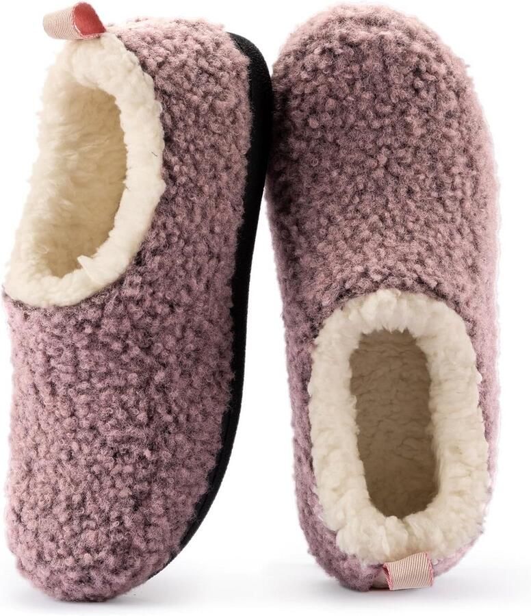 Comfortabele Vegan Sherpa Fleece Pantoffels voor Dames met Traagschuim