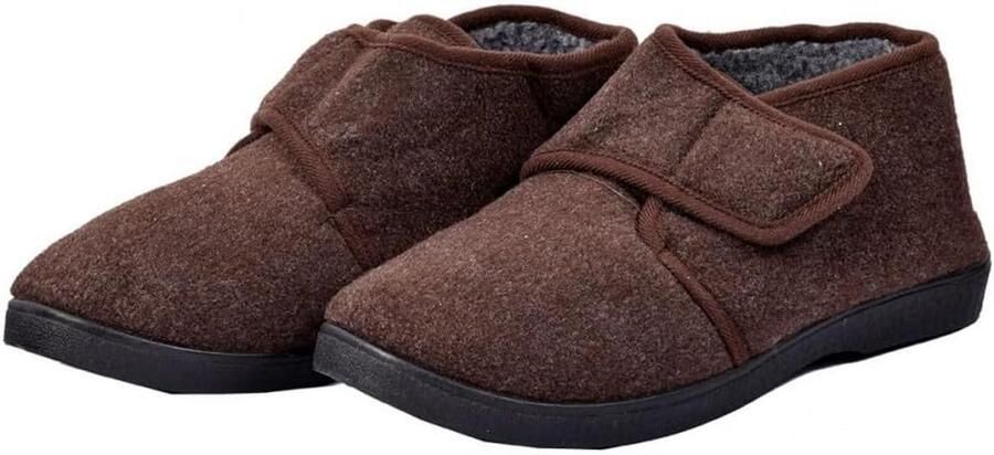Comfortabele Vilt Pantoffels met Klittenband voor Heren Warme Sloffen met Stevige Zool