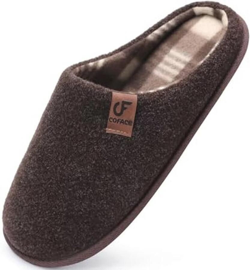 Comfortabele Vilt Pantoffels voor Heren met Antislip Rubber Zool Donkerbruin