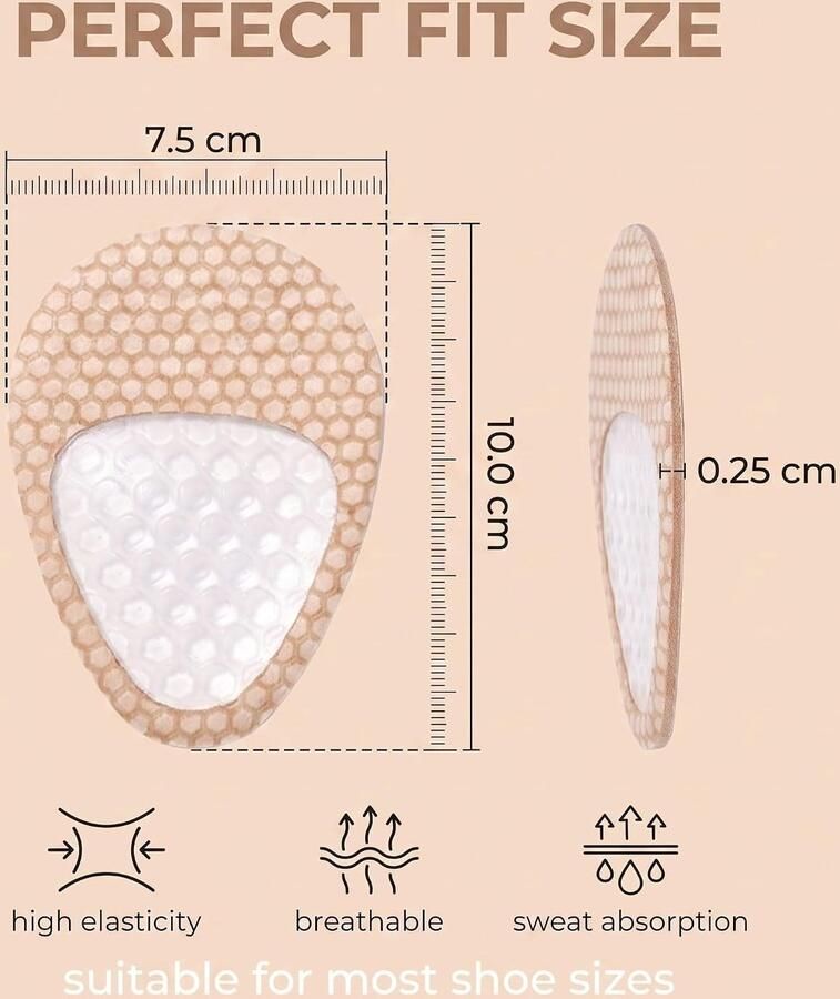 Comfortabele voorvoetkussens voor hoge hakken honingraatstructuur zachte gelinleggers pijnverlichting en antislip ondersteuning voor pumps en sandalen